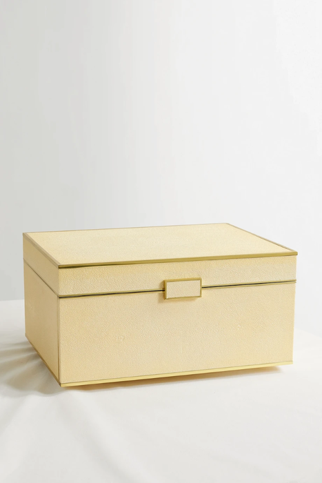 유럽직배송 AERIN Luxe gold-tone, shagreen and suede jewelry box 33258524072459003