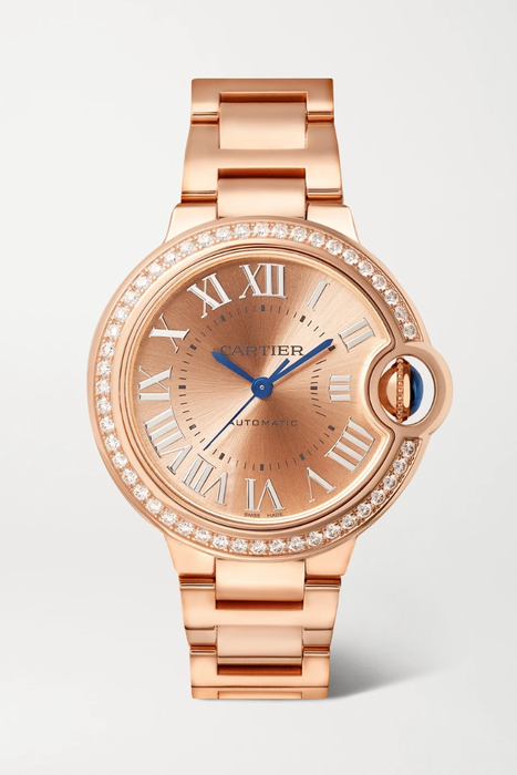 유럽직배송 까르띠에 CARTIER Ballon Bleu de Cartier Automatic 33mm 18-karat rose gold and diamond watch 36093695689067844