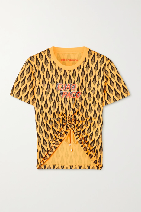 유럽직배송 파코라반 PACO RABANNE Cropped ruched printed cotton-jersey T-shirt 16114163150456048