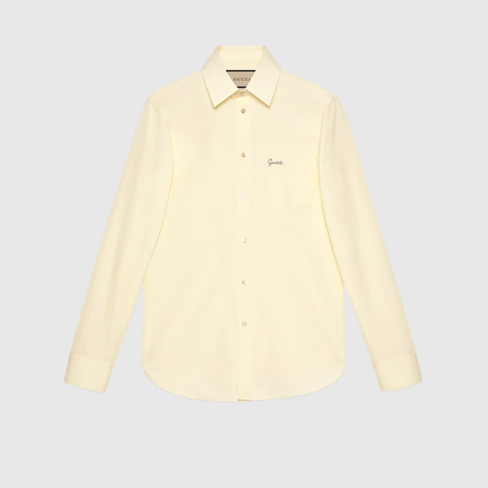 유럽직배송 구찌 GUCCI Gucci - Poplin tailored shirt with Gucci script 659895ZAG0T7109