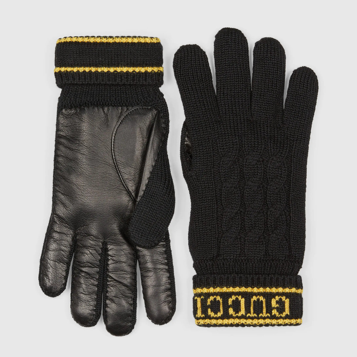 유럽직배송 구찌 GUCCI Gucci - Wool knit gloves with Gucci script 6687304SAAX1060