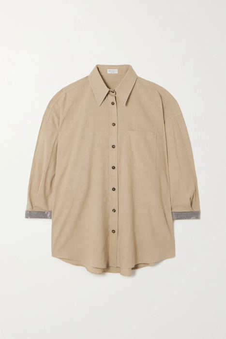 유럽직배송 브루넬로쿠치넬리 셔츠 BRUNELLO CUCINELLI Bead-embellished linen-blend shirt 29419655932426231