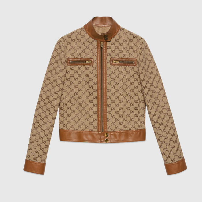 유럽직배송 구찌 자켓 GUCCI GG canvas jacket with leather trim 681034Z8AV62184