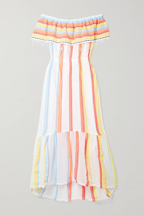 유럽직배송 렘렘 원피스 LEMLEM Mokati off-the-shoulder fringed striped cotton-blend gauze dress 25185454455579887