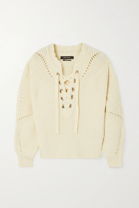 유럽직배송 이자벨마랑 스웨터 ISABEL MARANT Laley lace-up ribbed cotton-blend sweater 25185454455638903