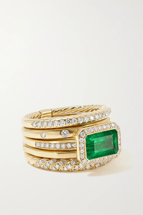 유럽직배송 데이비드율만 반지 DAVID YURMAN Stax 18-karat gold, emerald and diamond ring 15546005222358836