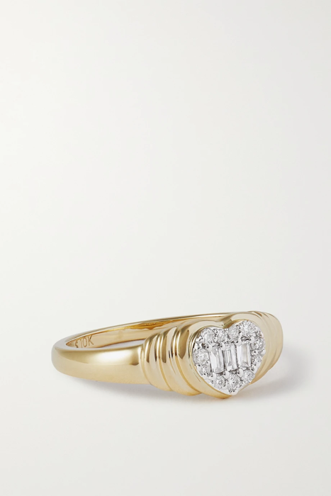 유럽직배송 STONE AND STRAND Heart of the Matter 10-karat gold diamond pinky ring 25185454456822998