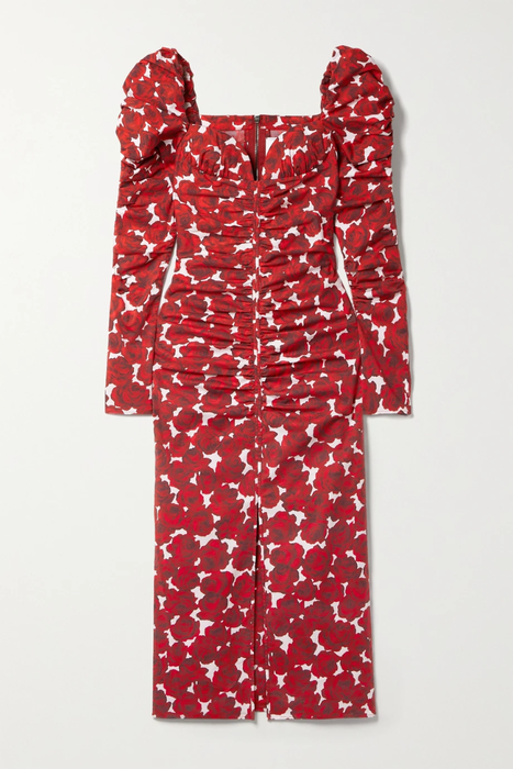 유럽직배송 캐롤리나헤레라 원피스 CAROLINA HERRERA Ruched floral-print stretch-cotton poplin midi dress 24062987016702478
