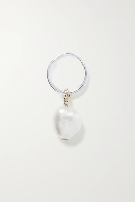 유럽직배송 SANTANGELO Baba silver pearl single hoop earring 29419655932743551