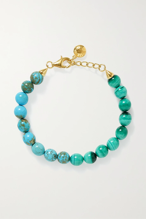 유럽직배송 FRY POWERS Gold-plated, turquoise and malachite bracelet 29419655931496377