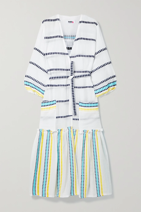 유럽직배송 렘렘 로브 LEMLEM Sediri striped embroidered cotton-blend gauze robe 25185454455579889