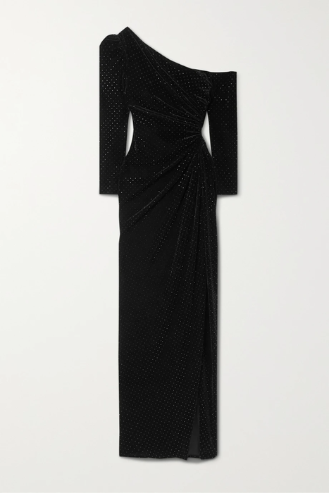 유럽직배송 SEMSEM One-shoulder ruched embellished velvet gown 27086482324514363