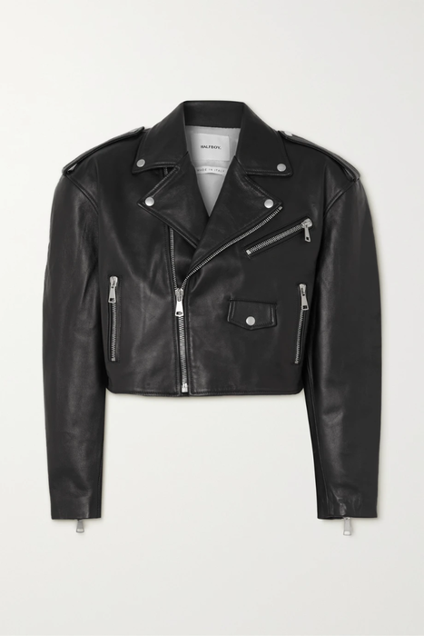 유럽직배송 HALFBOY Oversized cropped leather biker jacket 27086482323065830