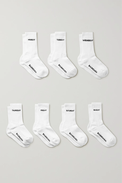 유럽직배송 발렌시아가 BALENCIAGA Set of seven intarsia ribbed stretch cotton-blend socks 32027475399605768