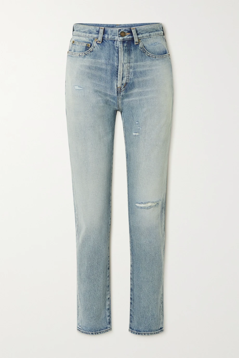 유럽직배송 생로랑 청바지 SAINT LAURENT Distressed high-rise slim-leg jeans 31840166392300180