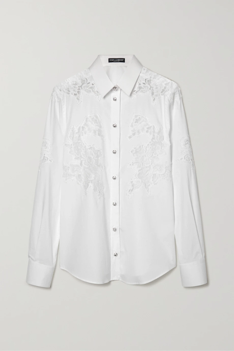 유럽직배송 돌체앤가바나 셔츠 DOLCE &amp; GABBANA Chantilly lace-paneled cotton-blend poplin shirt 25185454455964161