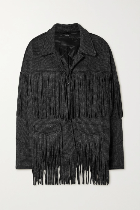 유럽직배송 알13 자켓 R13 Crockett fringed houndstooth wool and cotton-blend jacket 27086482323093026
