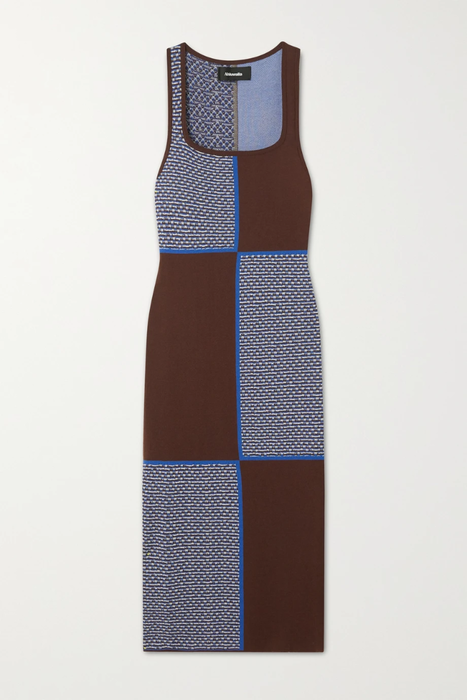 유럽직배송 AHLUWALIA Checkerboard jacquard-knit merino wool midi dress 25185454455697221