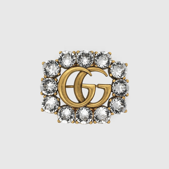 유럽직배송 구찌 GUCCI Gucci Metal Double G brooch with crystals  506171J1D508062