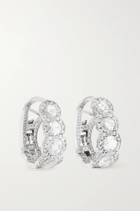 유럽직배송 데이비드 모리스 귀걸이 DAVID MORRIS 18-karat white gold diamond hoop earrings 29419655931484194