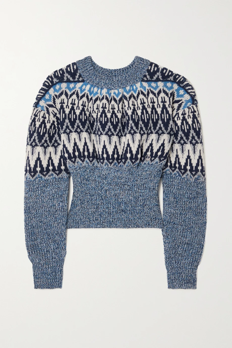 유럽직배송 파코라반 PACO RABANNE Cropped metallic Fair Isle wool-blend sweater 11452292646929837