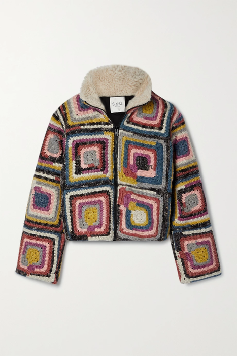 유럽직배송 Sea SEA Bette faux shearling-trimmed padded crocheted wool-blend jacket 24772899113121573