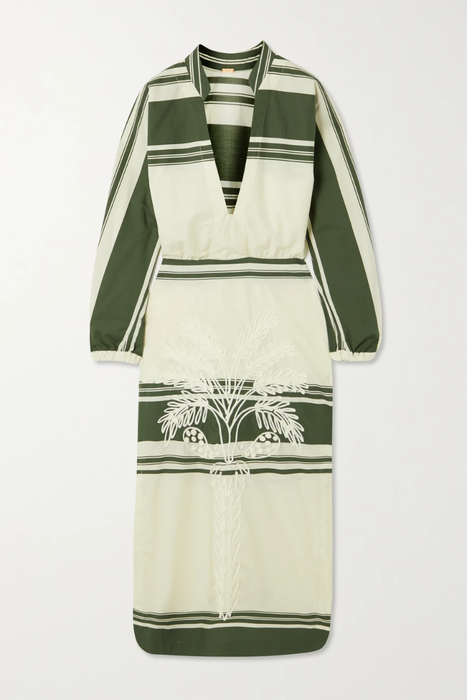 유럽직배송 요한나오르티츠 원피스 JOHANNA ORTIZ + NET SUSTAIN Midtown Lunch Date embroidered striped organic cotton midi dress 29419655931995799