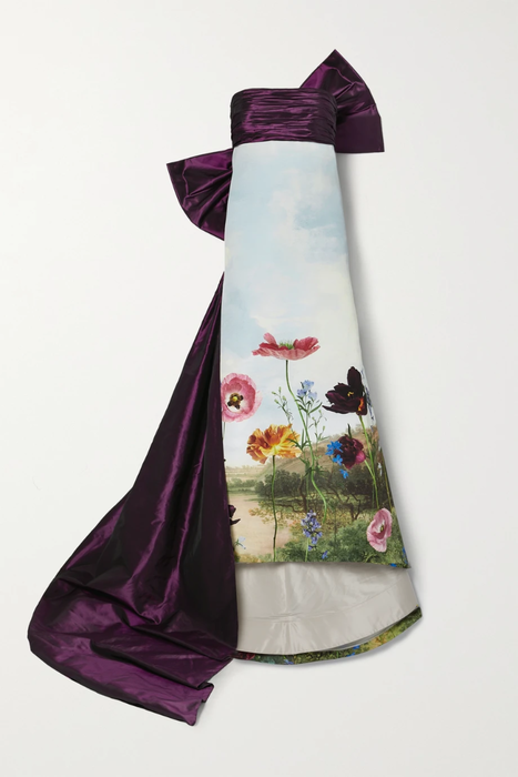 유럽직배송 오스카르데라렌타 OSCAR DE LA RENTA Strapless bow-embellished silk-faille and floral-print taffeta gown 24772899113328607