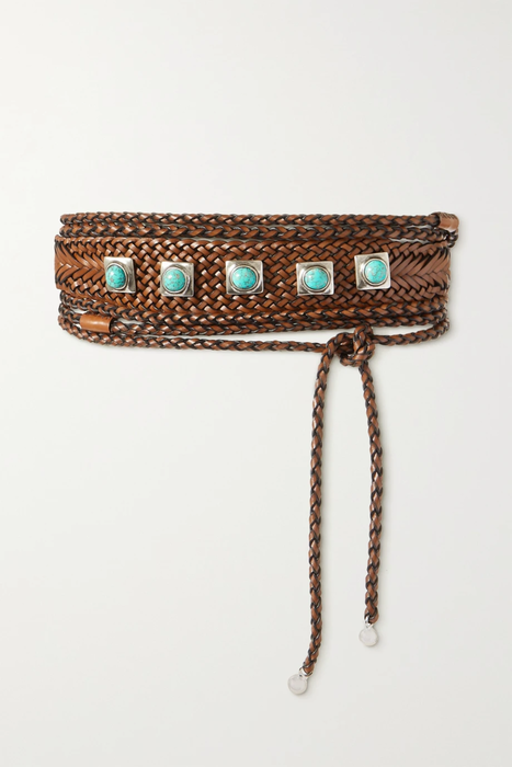 유럽직배송 에트로 ETRO Embellished braided leather waist belt 20346390236420128