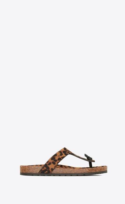유럽직배송 입생로랑 SAINT LAURENT jimmy flat sandals in leopard-print pony-effect leather 6880970TO002094