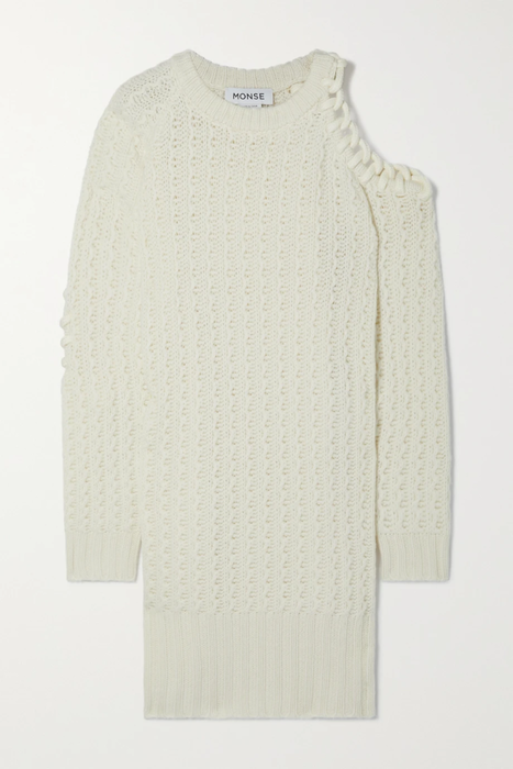 유럽직배송 몬세 미니원피스 MONSE Cutout cable-knit wool and cashmere-blend mini dress 24772899113266055
