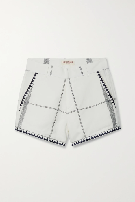 유럽직배송 엠포리오 시레누세 EMPORIO SIRENUSE Kantha embroidered checked linen shorts 25185454455620805