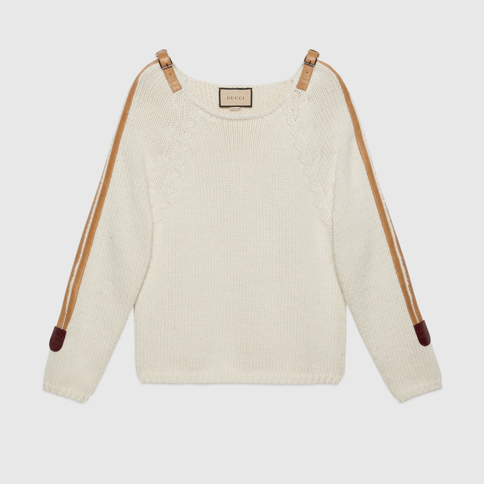 유럽직배송 구찌 GUCCI Gucci Wool knit jumper with leather detail 683716XKB4H9791