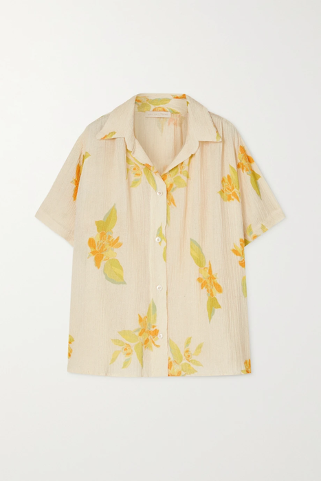유럽직배송 SAVANNAH MORROW Maven floral-print crinkled silk and bamboo-blend shirt 24772899113585226