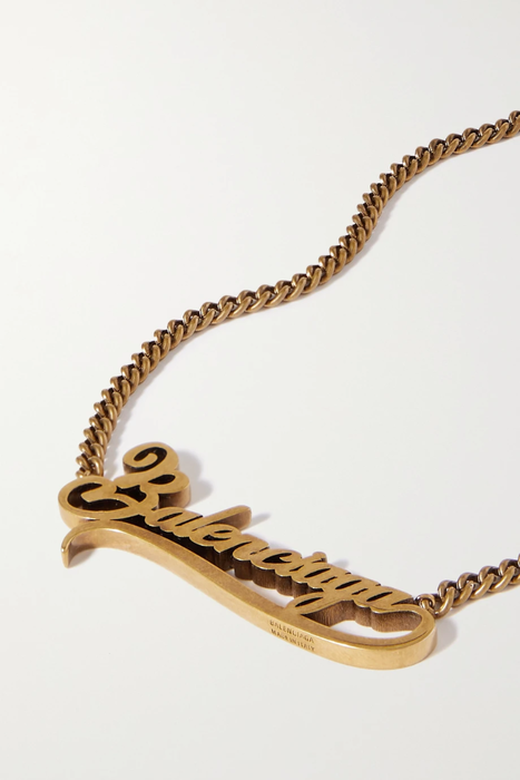 유럽직배송 발렌시아가 BALENCIAGA Typo Valentine gold-tone necklace 30629810019801744