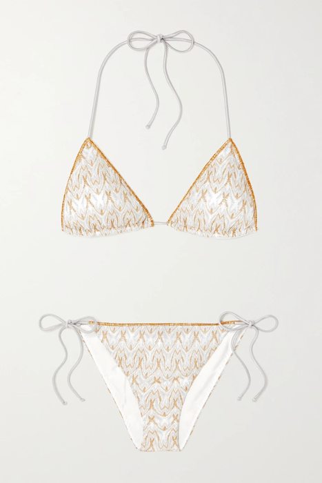 유럽직배송 미쏘니 MISSONI Mare metallic crochet-knit triangle halterneck bikini 2204324138983391