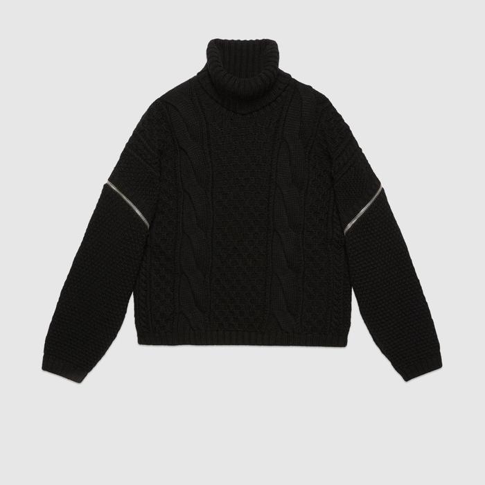유럽직배송 구찌 GUCCI Gucci Cable knit turtleneck with detachable sleeves 681621XKB221000