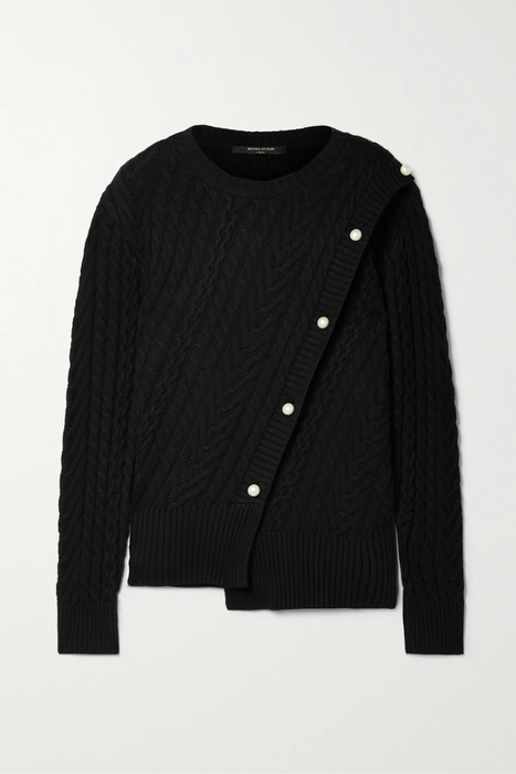 유럽직배송 마더 오브 펄 스웨터 MOTHER OF PEARL Embellished cable-knit organic cotton, Lyocell and linen-blend sweater 25185454455878565