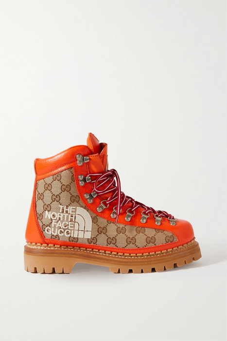 유럽직배송 구찌 앵클부츠 GUCCI + The North Face logo-embroidered canvas-jacquard and leather ankle boots 30629810019426925