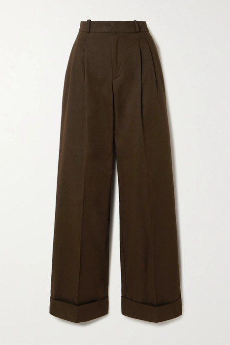 유럽직배송 아슈발팜파 팬츠 ÀCHEVAL PAMPA Gardel pleated stretch-cotton sateen wide-leg pants 25185454456237594