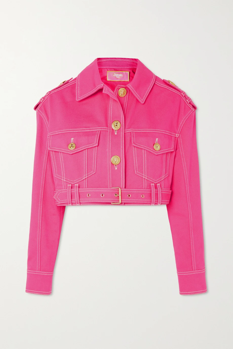 유럽직배송 발망 데님자켓 BALMAIN + Barbie cropped embroidered denim jacket 22250442026117083