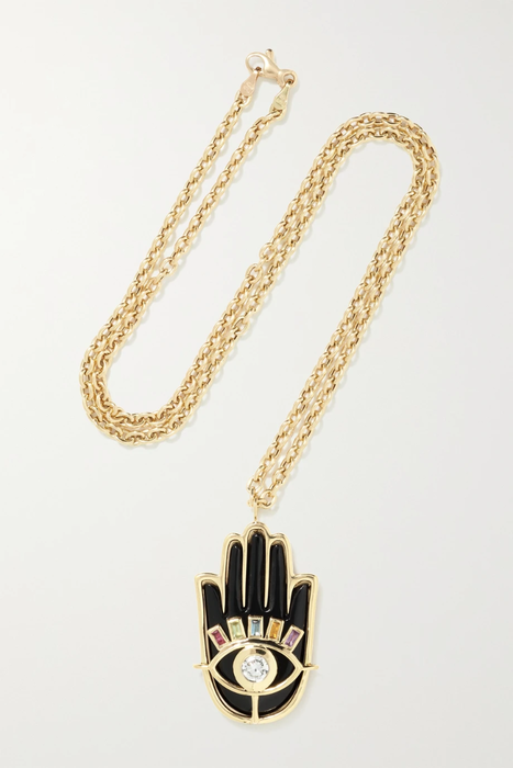 유럽직배송 브렌트 닐 목걸이 BRENT NEALE Hamsa 18-karat gold multi-stone necklace 38063312419720187