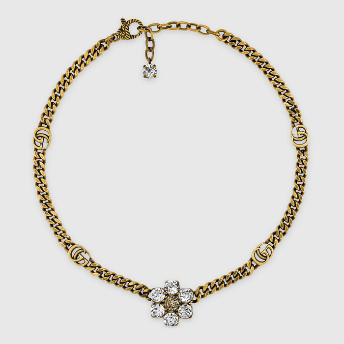 유럽직배송 구찌 GUCCI Gucci Crystal Double G necklace 648633J1D508062