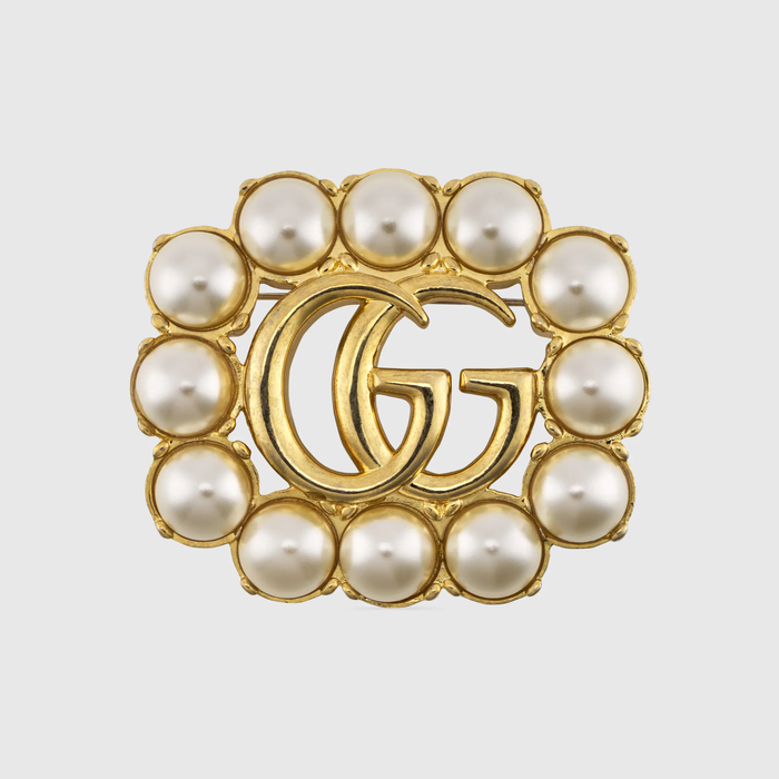 유럽직배송 구찌 GUCCI Gucci Pearl Double G brooch 629616I52588490