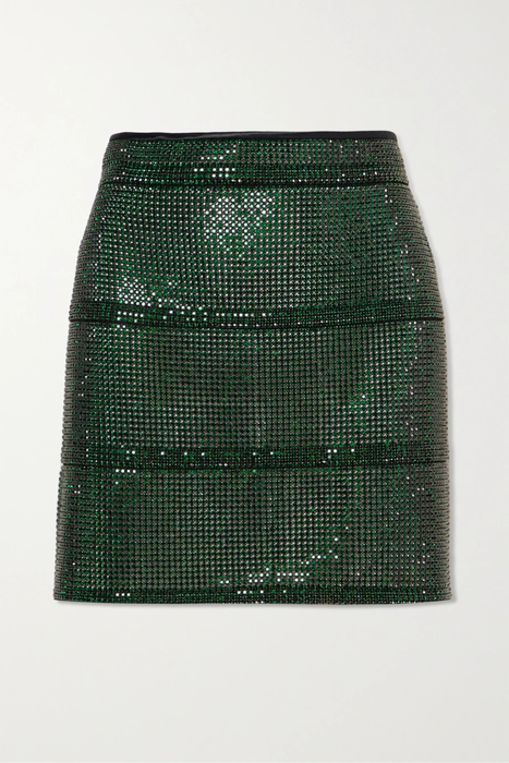 유럽직배송 FANNIE SCHIAVONI Rosa crystal-embellished satin mini skirt 24665545640669294