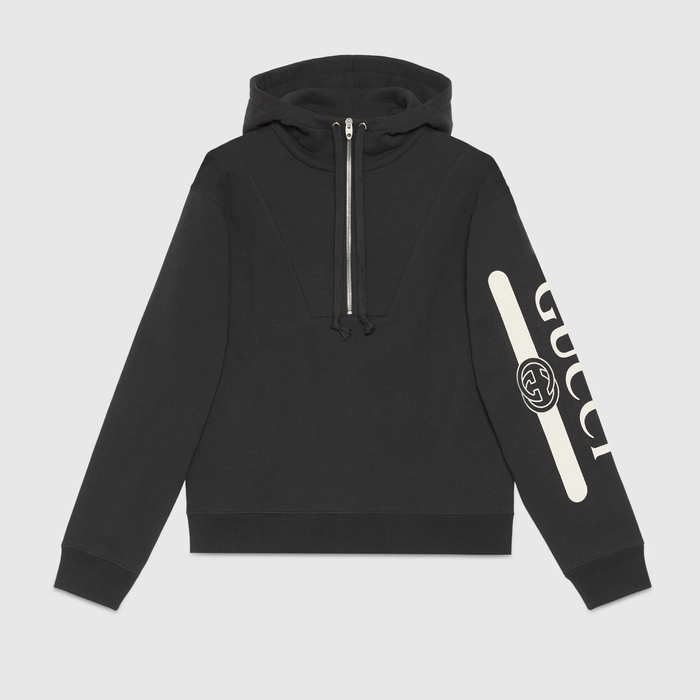 유럽직배송 구찌 GUCCI logo print hooded sweatshirt 627079XJCOH1059