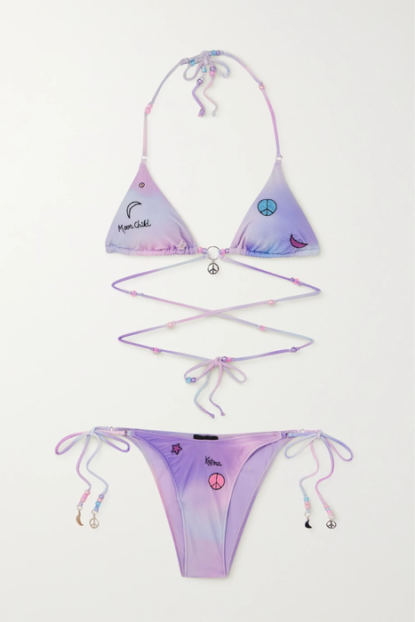 유럽직배송 LESLIE AMON Flavia embroidered tie-dyed triangle bikini 27086482324409861