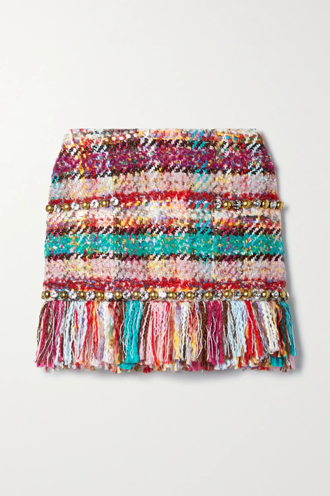 유럽직배송 아레아 미니스커트 AREA Embellished fringed checked tweed mini skirt 24772899113258114
