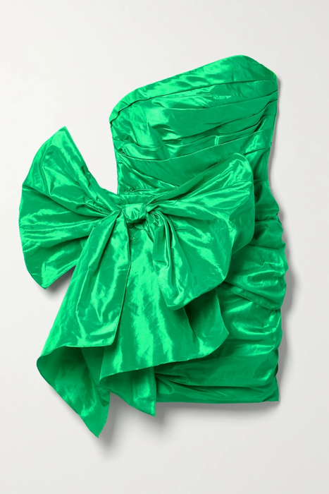 유럽직배송 오스카르데라렌타 미니원피스 OSCAR DE LA RENTA Strapless bow-detailed ruched silk-taffeta mini dress 24772899113328586
