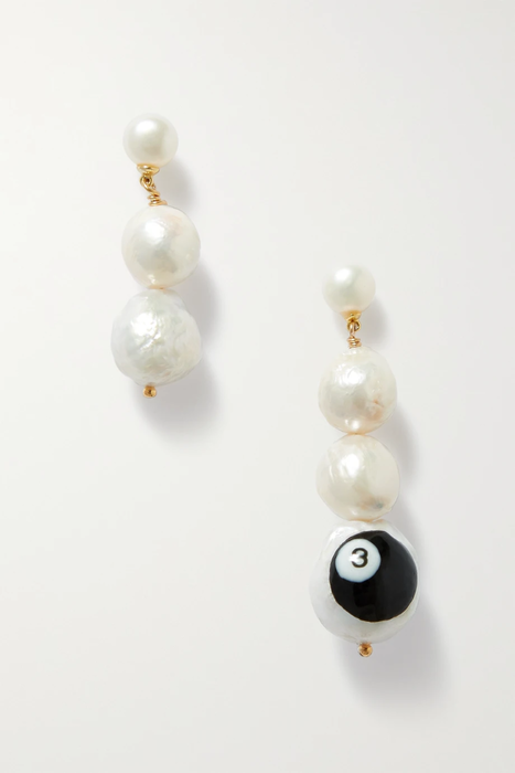 유럽직배송 MARTHA CALVO Magic 8 gold-tone pearl earrings 34344356237249527
